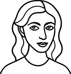 Modern line art face drawing with dark pastel colors, Contemporary female face, Hand drawn outline trendy illustration, Continuous line, minimalistic concept