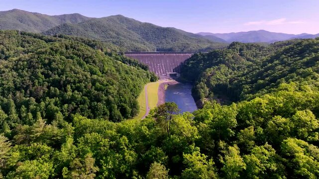 push in revealing tallest dam in eastern united states fontana dam