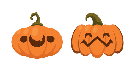 Vector Flat halloween pumpkins collection