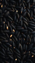 Obraz premium Matte black food background, closeup of premium rice grains, minimalist agriculture theme, natural organic texture, negative space