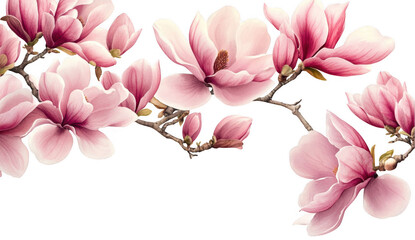 Pink Magnolia Blossoms Branch