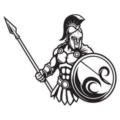 Obraz premium knight with spear logo vector stock 