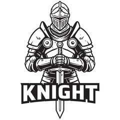 knight with sword logo vector stock 