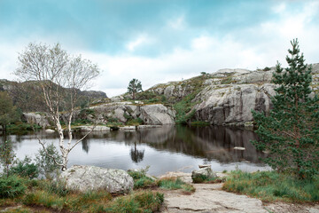 the mountain lake among Norway