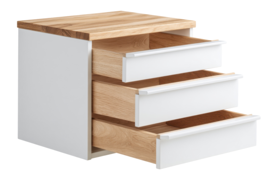 White cabinet w/ drawers isolated on transparent background