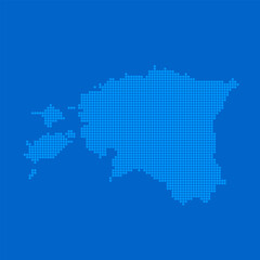 Blue halftone dot outline map background of Estonia