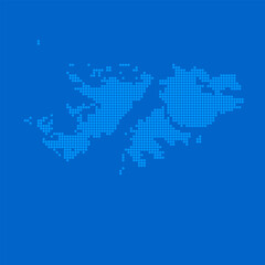 Blue halftone dot outline map background of Falkland Islands