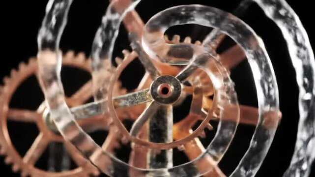 Clockwork spiral made of glass and copper