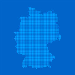 Blue halftone dot outline map background of Germany