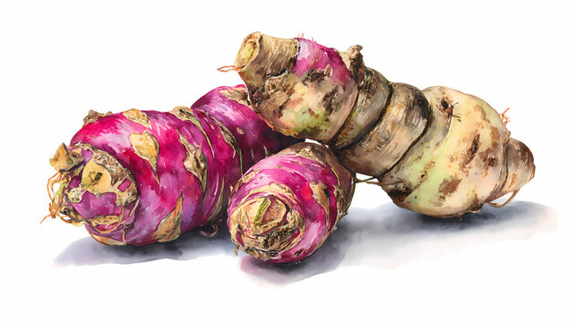 "Watercolor Clip Art of Ulluco Tubers &ndash; Colorful Andean Root Vegetable Illustration for Botanical and Culinary Design"

