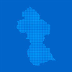 Blue halftone dot outline map background of Guyana