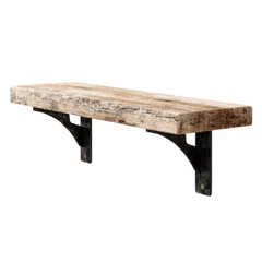 Rustic wall-mounted shelf isolated on transparent background