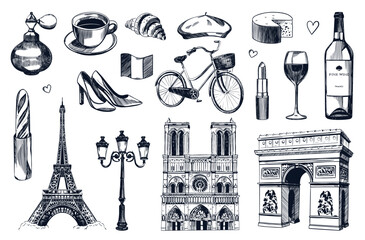 Obraz premium Hand drawn Paris Element Set
