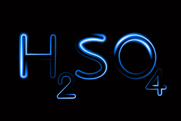 Vector isolated illustration of sulfuric acid formula with neon effect.