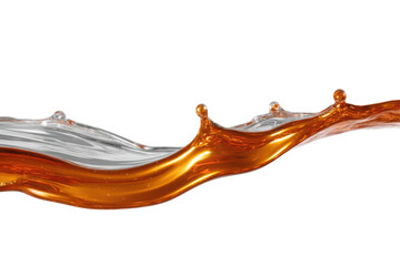 Fluid amber wave splash isolated on transparent background