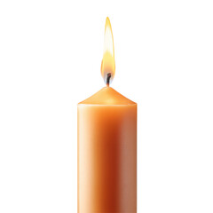 Lit candle, dark back isolated on transparent background