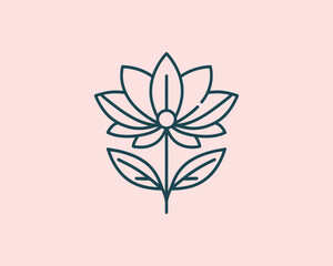 Minimal flower logo with clean simple lines