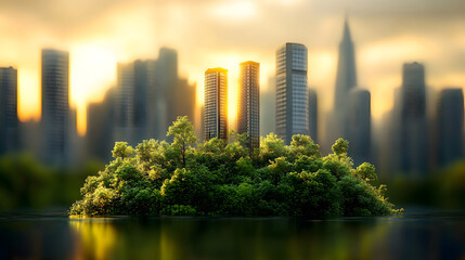 Obraz premium Green ecology city against pollution - sustainable development concept