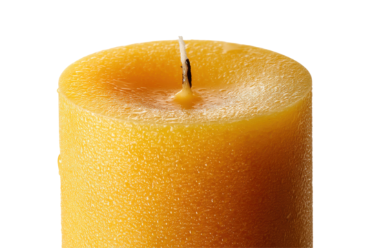 Unlit beeswax pillar isolated on transparent background