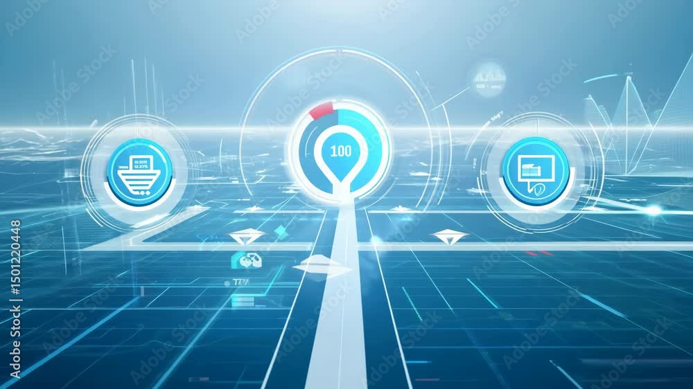 Poster abstract digital network interface hud data stream overlay animation 4k.