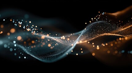 Abstract digital wave of light particles