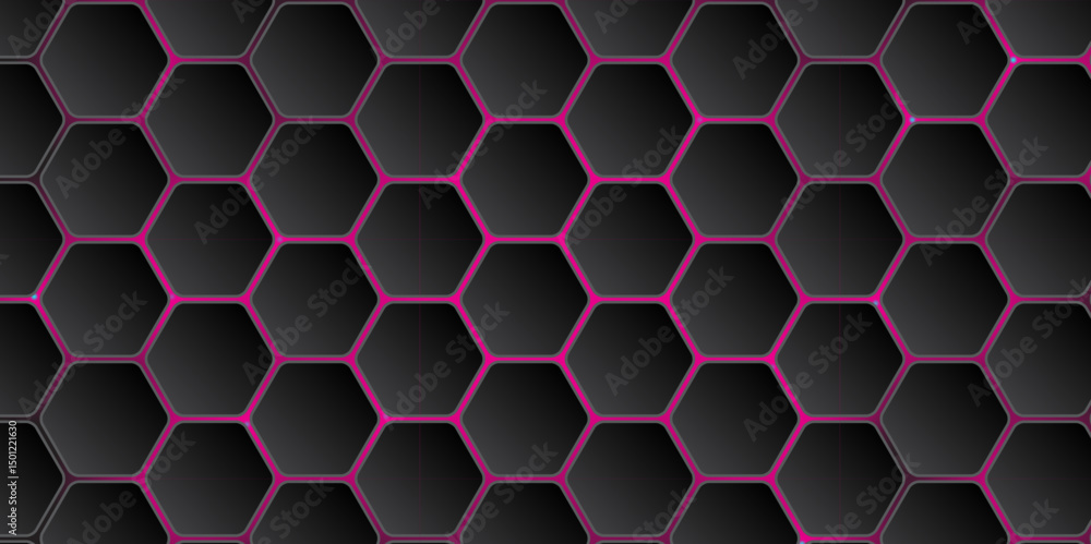 Aufkleber abstract dark hexagonal tech background with purple glow. abstract futuristic hexagon grid design. h