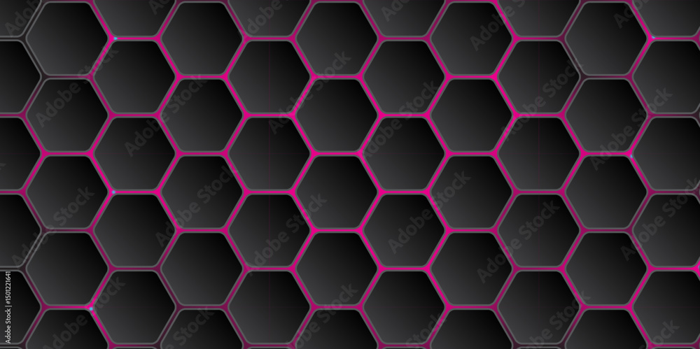 Aufkleber abstract dark hexagonal tech background with purple glow. abstract futuristic hexagon grid design. h