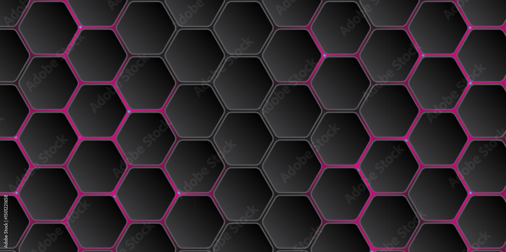 Aufkleber abstract dark hexagonal tech background with purple glow. abstract futuristic hexagon grid design. h