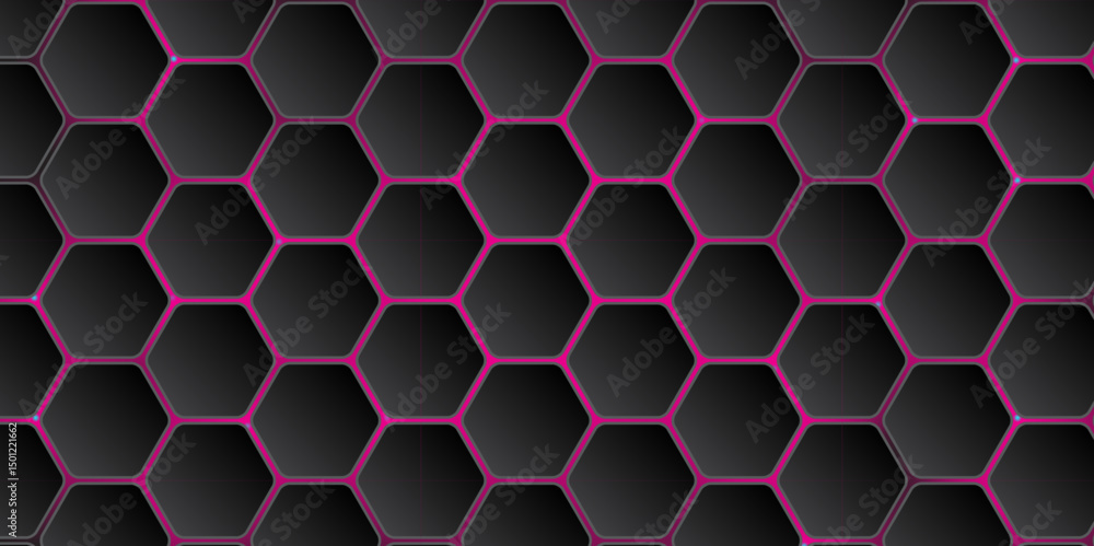 Aufkleber abstract dark hexagonal tech background with purple glow. abstract futuristic hexagon grid design. h