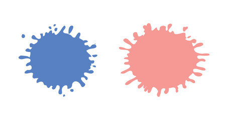 Set Colorful ink spots, Splash splatter abstract shape. Vector