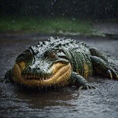 Obraz premium crocodile in the water