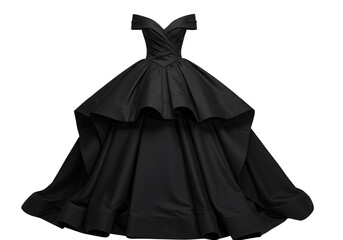 Naklejka premium Elegant black evening gown with off shoulder design Isolated on transparent background