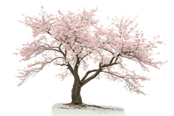 Lovely Pink Cherry Blossom Tree in Bloom Against Transparent Background  ,ai generated