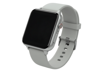Modern smartwatch with gray strap isolated against Isolated on transparent background for product display