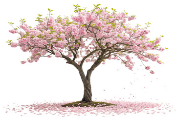 Obraz premium Lovely Pink Cherry Blossom Tree in Bloom on Transparent Background ,ai generated
