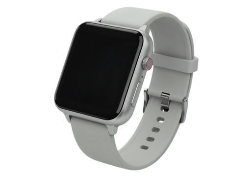 Modern smartwatch with gray strap isolated against Isolated on transparent background for product display