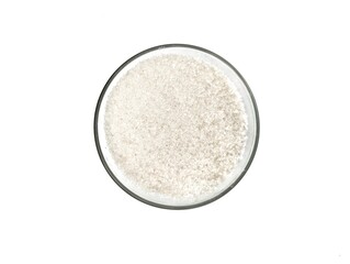 Sugar in bowl isolated on white background, Food ingredient, Top view 