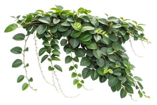 Lush Green Climbing Plant with Hanging Vines on Transparent Background,ai generated