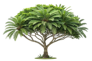 Lush Green Cycad Tree on Transparent Background Isolated Tropical Plant,ai generated