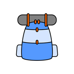 Hiking bag doodle icon vector in lineal color style. Perfect for outdoor, camping, and travel-themed designs. Editable EPS for creative use.