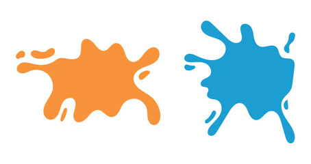 Set Colorful ink spots, Splash splatter abstract shape. Vector