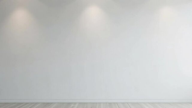 White wall texture background with lights and wooden floor for interior design ideas