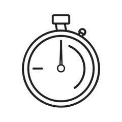 Black and white simple stopwatch icon representing time measurement in a vector illustration