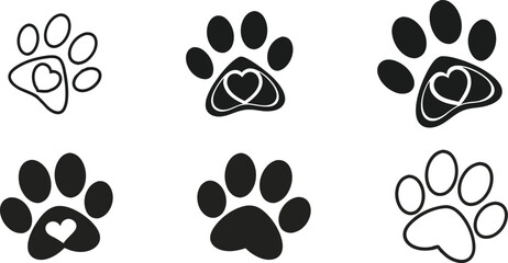 Cat Paw Print Icons Collection – Editable Stroke Vector Set | Cute Minimal Animal Footprint Line Art for Pet, Veterinary, and Animal-Themed Designs

