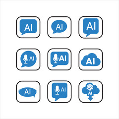 Vector illustration icon set Artificial Intelligence Icon Set for Modern Tech Interfaces