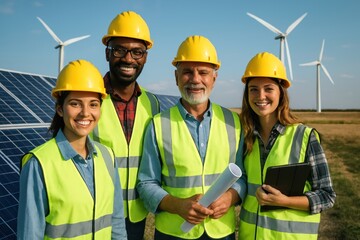 Renewable energy team smiling