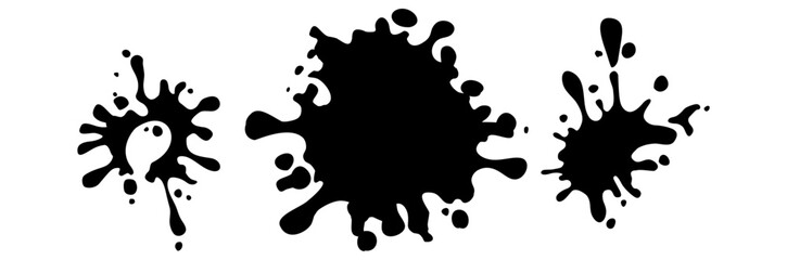 Set Colorful ink spots, Splash splatter abstract shape. Vector