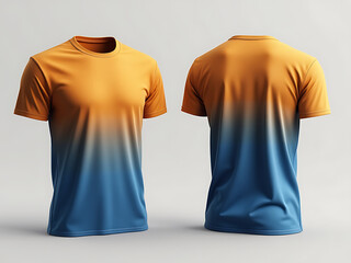 An colorful T-shirts front and back view, used as ass color design template isolated on white background