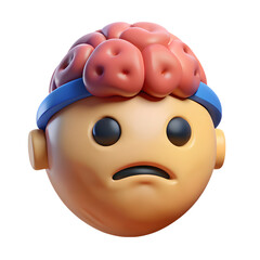 3d Funny Cartoon Brain Emoji with Blue Headband &ndash; Best Keywords for Brain Health, Mental Wellness & Cognitive Boost