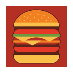 Delicious flat design burger illustration representing fast food and culinary imagery